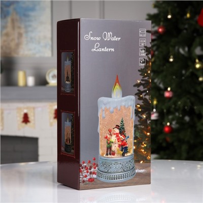 Светодиодная фигура «Свеча со снеговиком» 13.8×30×8.4 см, пластик, батарейки ААх3 (не в комплекте), USB, свечение тёплое белое