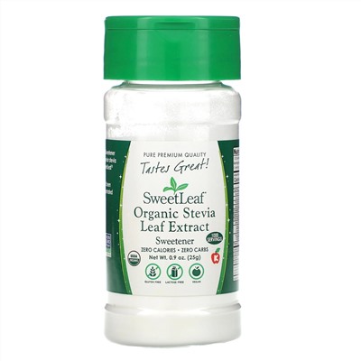 Wisdom Natural, SweetLeaf, Organic Stevia Leaf Extract, Sweetener, .9 oz (25 g)