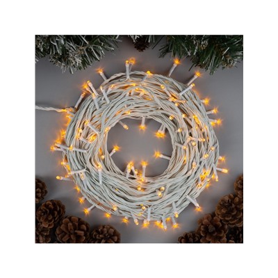 Гирлянда «Нить» 20 м, IP20, белая нить, 200 LED, свечение жёлтое, 8 режимов, 220 В