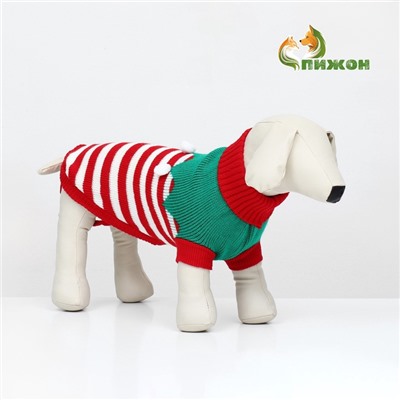 Свитер новогодний для животных «Ягодка», размер XL, ДС 40, ОШ 33, ОГ 50 см, красный, зелёный