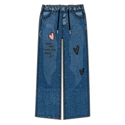 Брюки текстильные джинсовые утепленные флисом для девочек