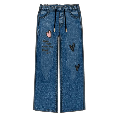 Брюки текстильные джинсовые утепленные флисом для девочек