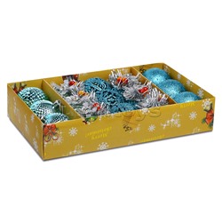 Набор новогодних шаров S166 "Новогодний переполох" голубые (6см*15шт)