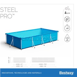 Бассейн каркасный Steel Pro, 300 х 201 х 66 см, фильтр-насос, 56411 Bestway
