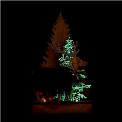 Декор с подсветкой «Ёлочки и олень с колокольчиком», 13.5×5×22 см, зелёный