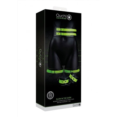 Набор для бондажа Thigh Cuffs with Belt and Handcuffs - размер S-M