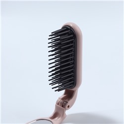 Расчёска массажная, складная, с зеркалом, 3×10 см, цвет пыльно-розовый