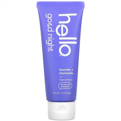 Hello, Good Night, Fluoride Free Toothpaste, Lavender + Chamomile, 3 oz (85 g)