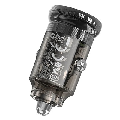 Адаптер Автомобильный Hoco Z53A Vision PD30W+QC3.0 USB/Type-C/5V/3A (transparent black)