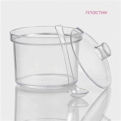 Сахарница с ложкой Доляна, 400 мл, 10.5×10.5×10 см, пластик, прозрачная