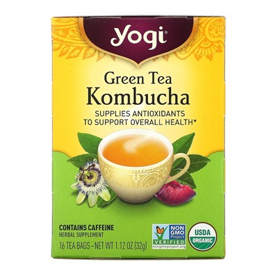 Yogi Tea, зеленый чай комбуча, 16 чайных пакетиков, 32 г (1,12 унции)