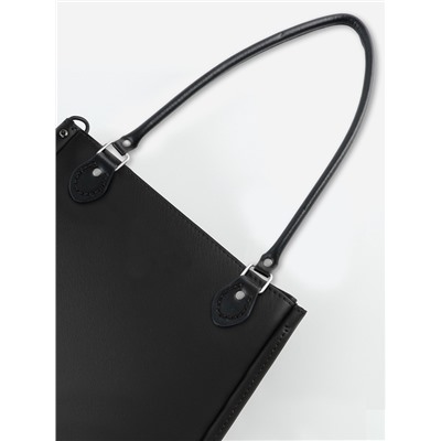 Ручка для сумки, 60×1 см, с пришивными петлями 3.5 см, цвет чёрный, серебряный