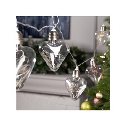 Гирлянда «Нить» 3 м с насадками «Лампочки сердца», IP20, прозрачная нить, 80 LED, свечение белое, 8 режимов, 220 В