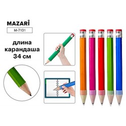 Карандаш черногр. ГИГАНТ 34см, НВ, с ластиком M-7131 Mazari