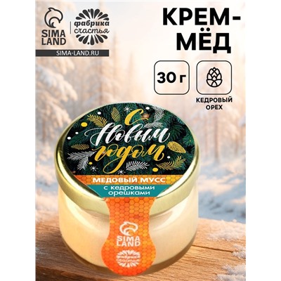 Мёд муссовый «С Новым годом», с кедровым орехом, 30 г