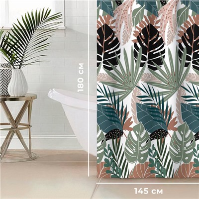 Штора для ванной водоотталкивающая «Этель» Tropic, 145×180 см, ткань оксфорд
