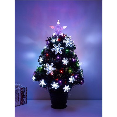 Ёлка светодиодная «Снежинки» 60 см, диаметр нижнего яруса 35 см, 55 веток, мигание, свечение мульти