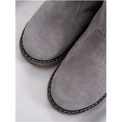 Полусапоги женские серые замшевые с замком на войлочной подошве