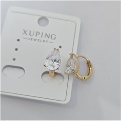 Серьги коллекция "Xuping" покрытие позолота, вставка: фианит, цвет: прозрачный, арт.004.013
