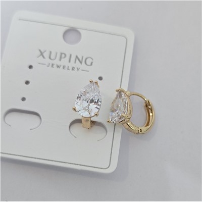 Серьги коллекция "Xuping" покрытие позолота, вставка: фианит, цвет: прозрачный, арт.004.013