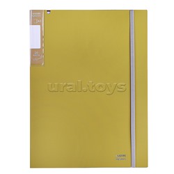 Папка с 020 вкладышами A3 "SigNature" A3 (320x435x15 мм) полипропилен 650 мкм, фактура "ткань" вкладыши 30 мкм, внутренний карман 160 мкм, широкая резинка, индивидуальная упаковка, оливковая