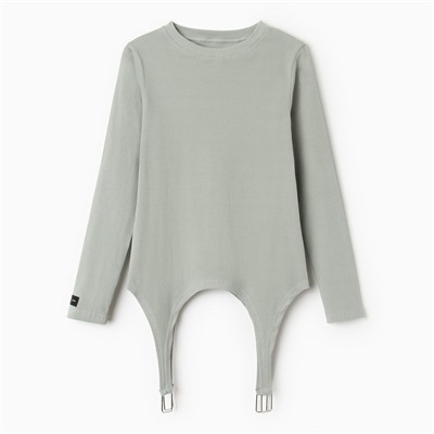 Лонгслив с пажами женский MIST, размер 42, цвет оливковый