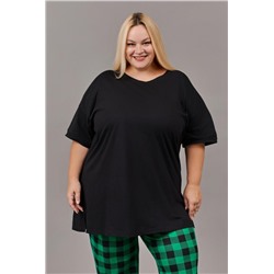 Пижама женская со штанами больших размеров (П-111б-однотонная) (Зеленый,черный)