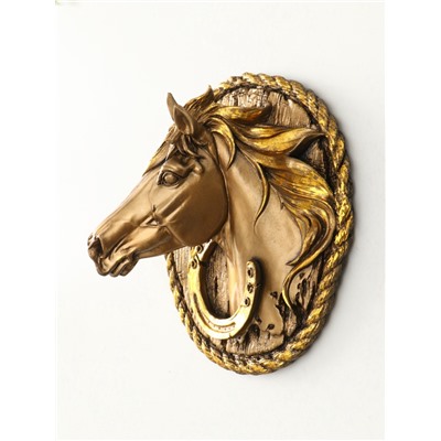 Панно настенное «Голова Лошади», декор интерьерный, 12×25×21 см, бронза с позолотой
