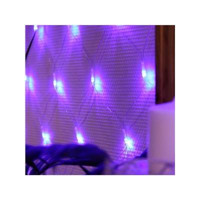 Гирлянда «Сеть» 1.6×1.6 м, IP20, прозрачная нить, 144 LED, 8 режимов, 220 В, свечение синее