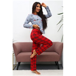 Костюм домашний КД004 Пингвин (Красный/серый)