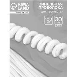 Синельная проволока, набор 100 шт, размер 1 шт 30х0,8 см, цвет белый