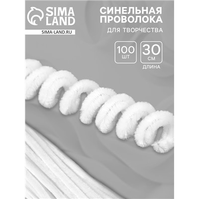 Синельная проволока, набор 100 шт, размер 1 шт 30х0,8 см, цвет белый