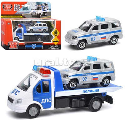 Набор из 2-х машин металл. Газель Эвакуатор 12,5см+ УАЗ Патриот 7,5см