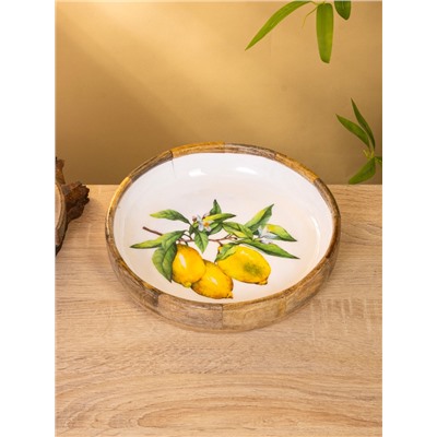 УЦЕНКА Блюдо «Лимоны» дерево манго 25.5×25.5×6 см