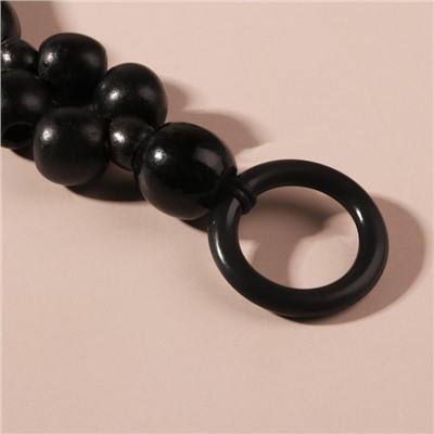 Ручки для сумки, 2 шт., вощёный шнур/дерево, 44×4 см, чёрные