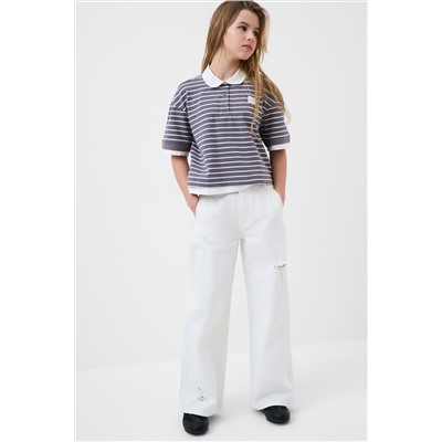 Брюки текстильные джинсовые для девочек PLAYTODAY, 1243850