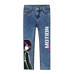 Брюки текстильные джинсовые утепленные флисом для девочек