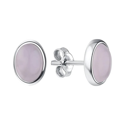 Серьги из серебра розовый кварц, Л-11084