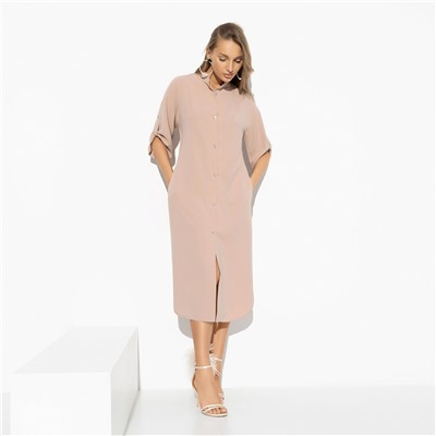 Платье-рубашка, Изящный облик (гламур, с баской)