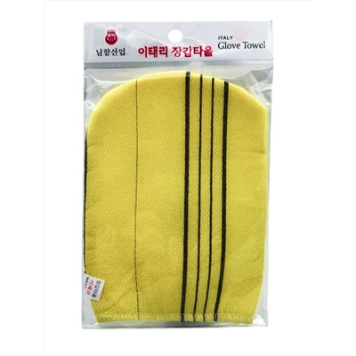 Bath Towel Мочалка-варежка для душа с пилинг-эффектом, уплотненная, жёлтый 28185