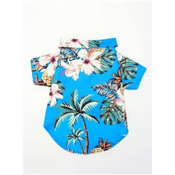 Рубашка для собак «Тропики», размер L, ДС 28, ОГ 36, ОШ 26 см, голубая