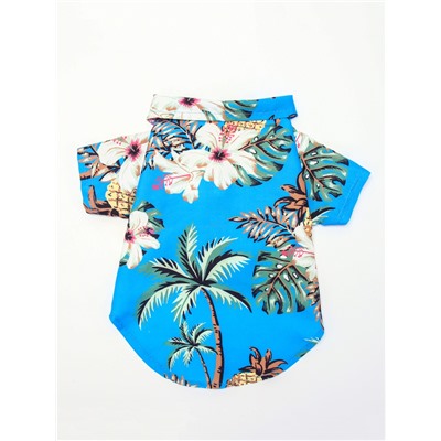 Рубашка для собак «Тропики», размер L, ДС 28, ОГ 36, ОШ 26 см, голубая