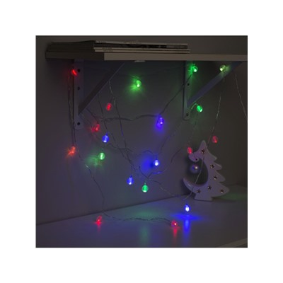 Гирлянда «Нить» 5 м с насадками «Шарики льда», IP20, прозрачная нить, 20 LED, свечение мульти (RG/RB), мигание, 220 В