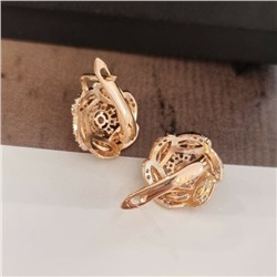 Серьги ювелирная бижутерия коллекция "Дубай" покрытие: позолота, вставка: фианиты, 5808, арт.216.367