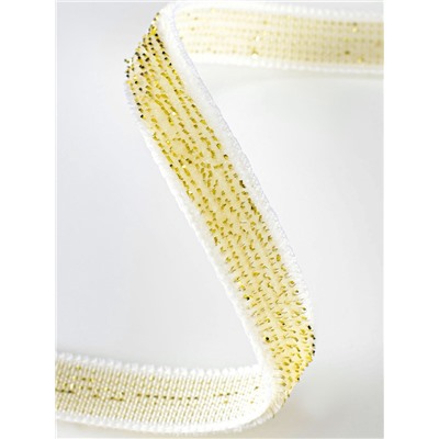 Лента бархатная, с золотым люрексом, 6 мм, 18±1 м, белая №01