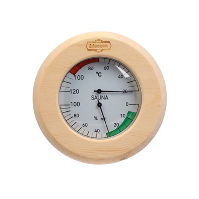 Термометр - гигрометр для бани и сауны «Круглый», деревянный, «Добропаровъ»