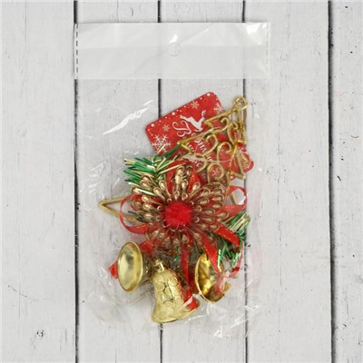 Украшение новогоднее «Зимнее волшебство. Ёлка с колокольчиками» 8×15 см, золотистое