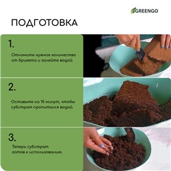 Субстрат кокосовый, универсальный, для террариумов и растений, в брикете, 25 л, 100% торф, Greengo