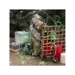 Гирлянда «Нить» 5 м, IP20, прозрачная нить, 50 LED, 8 режимов, 220 В, свечение зелёное