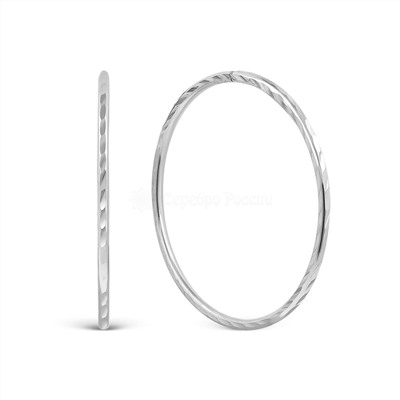 Серьги-конго из серебра с алмазной огранкой родированные, диаметр 3 см 925 пробы 2-184ар